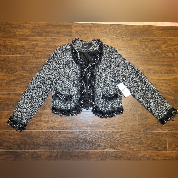 Karen Kane First Frost Cropped Boucle Tweed Jacket Women's Size Medium NWT - Picture 7 of 10